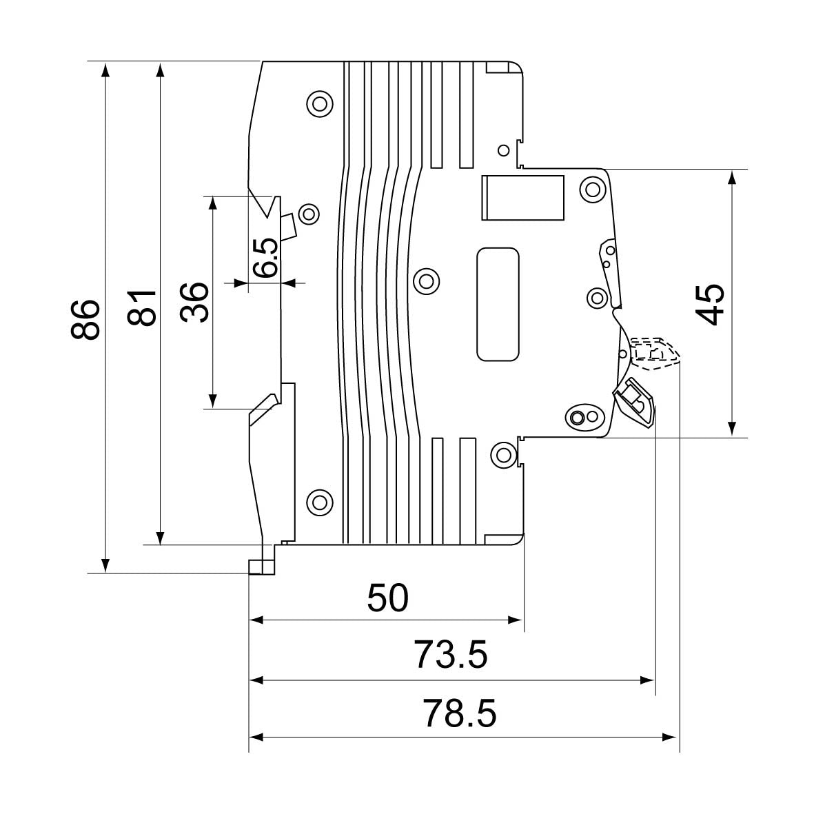 Automatsäkring 1-Polig 10A Typ C Rutab RSC-110 Normprodukter Solproffset